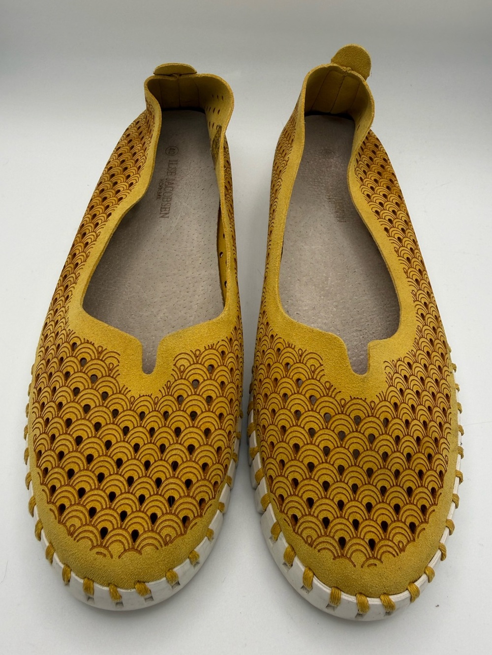 Ilse Jacobsen Tulip Perforated Slip On Loafers Yellow Mustard EU 40 US 9/9.5